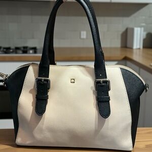 Kate Spade Cove Street Pippa Colorblock Satchel Cream Black Saffiano